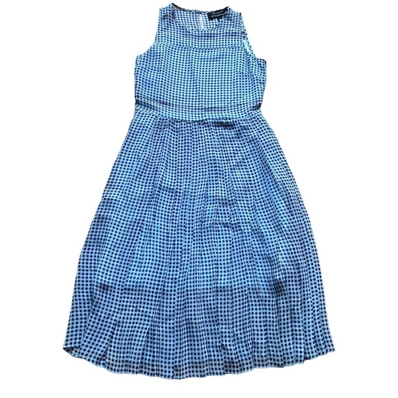Timo Weiland X Banana Republic Size 4 Blue Gingham Plaid Silk Sleeveless Dress - Picture 2 of 14